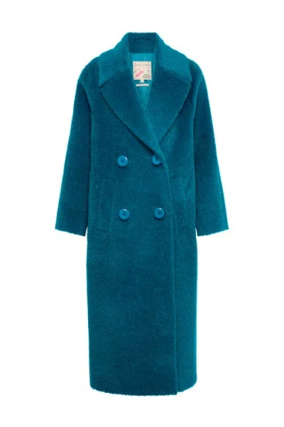 Maison Common Long Alpaca Coat In Blue