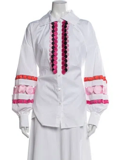 Pre-owned Maison Common Long Sleeve Button-up Top In White