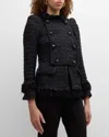 MAISON COMMON LUXURY TWEED BLAZER JACKET WITH DETACHABLE FRONT PANEL