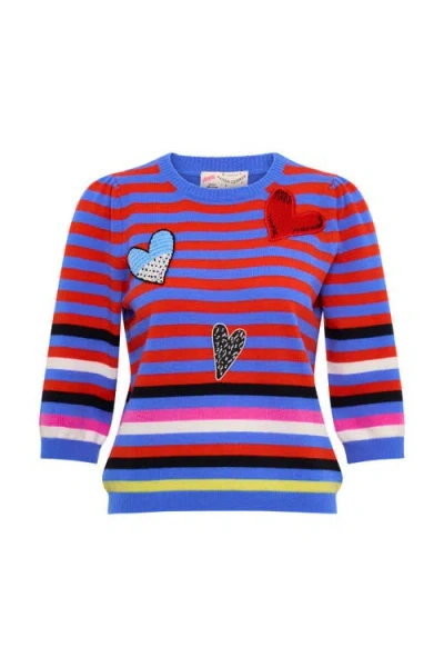 Maison Common Multi Colored Striped Pullover With Application