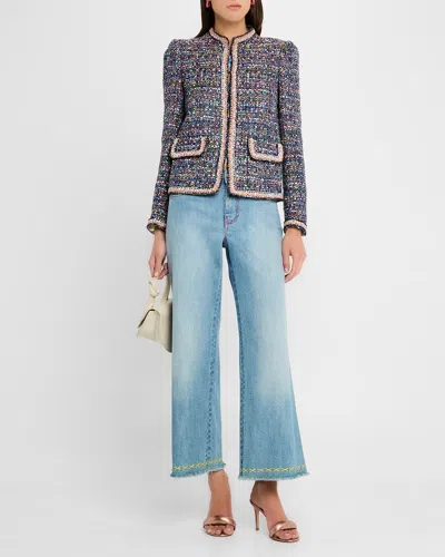 Maison Common Novelty Tweed Single-breasted Jacket In Medium Blue