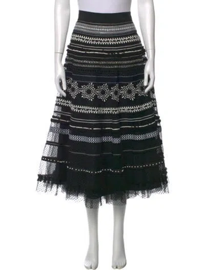 Pre-owned Maison Common Patterned Midi Length Skirt W/ Tags In Black