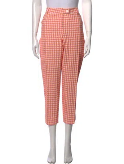 Pre-owned Maison Common Patterned Straight Leg Pants In Pink