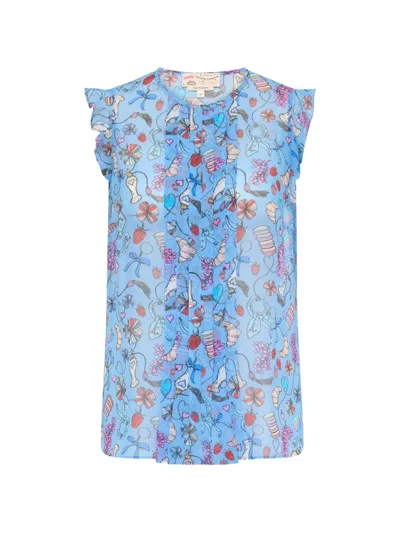 Maison Common Perfume-print Silk Blouse In Blue