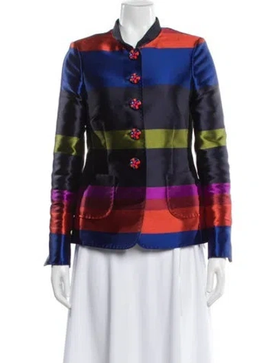 Pre-owned Maison Common Plaid Print Blazer In Blue