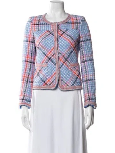 Pre-owned Maison Common Plaid Print Jacket In Blue