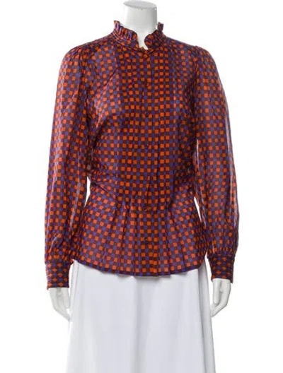 Pre-owned Maison Common Plaid Print Long Sleeve Blouse In Multi