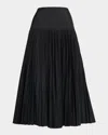 Maison Common Pleated Poly Taffeta Midi Skirt In Black