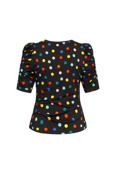 Maison Common Printed Jersey Shirt With Ruffled Sleeves In Black