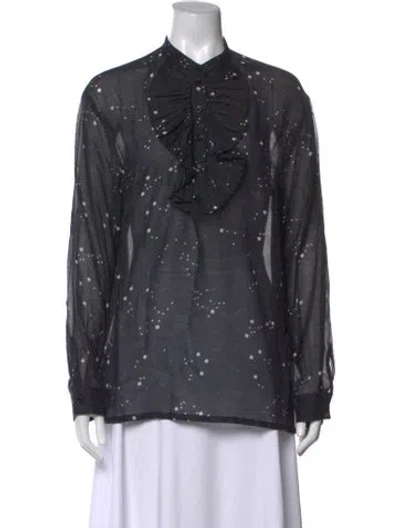 Pre-owned Maison Common Printed Long Sleeve Blouse In Grey