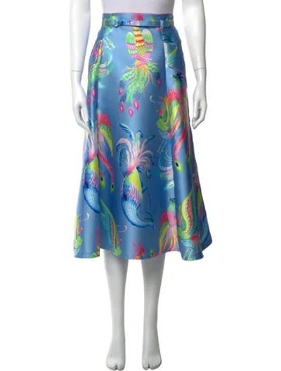 Pre-owned Maison Common Printed Midi Length Skirt W/ Tags In Blue