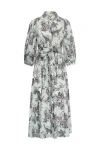 Maison Common Printed Poplin Dress With Macrame Trim In Multi