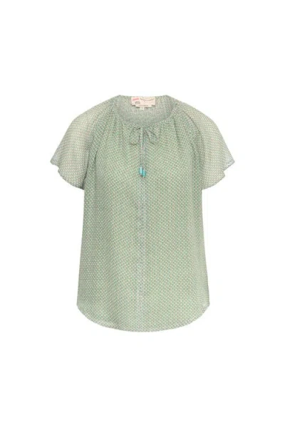 Maison Common Printed Silk Georgette Blouse In Mint