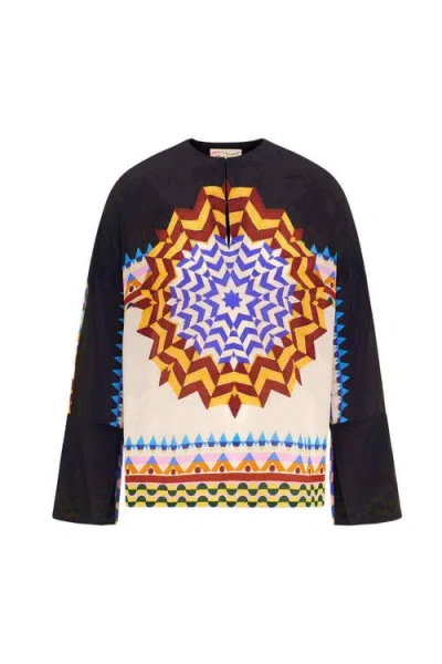 Maison Common Printed Silk Tunic In Black