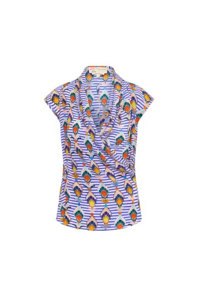 Maison Common Printed Wrap Silk Top Streifen In Multi