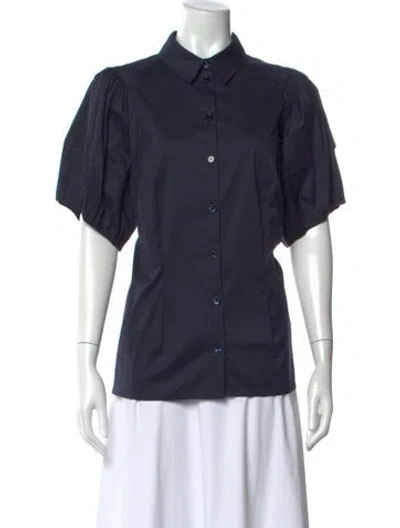 Pre-owned Maison Common Short Sleeve Button-up Top W/ Tags In Blue