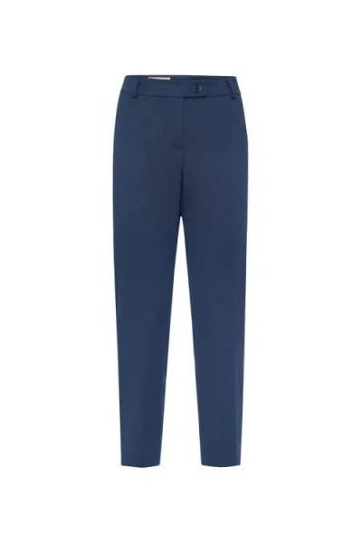 Maison Common Signature Essential Straight Cotton Stretch Pant In Blue