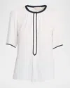 Maison Common Silk-blend Blouse With Piping In White