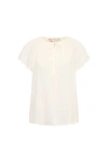 Maison Common Silk Blend Cap Sleeve Blouse In Ecru