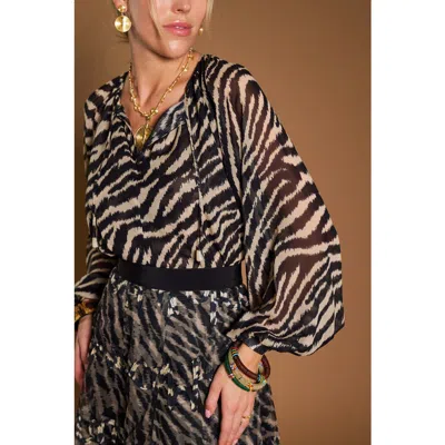 Maison Common Silk Blouse With Zebra Print In Multi