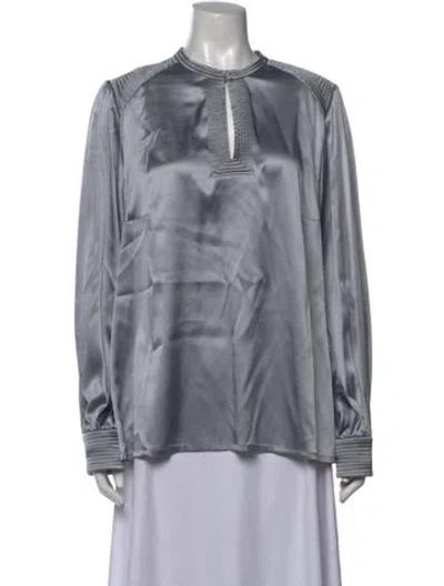 Pre-owned Maison Common Silk Crew Neck Blouse In Grey