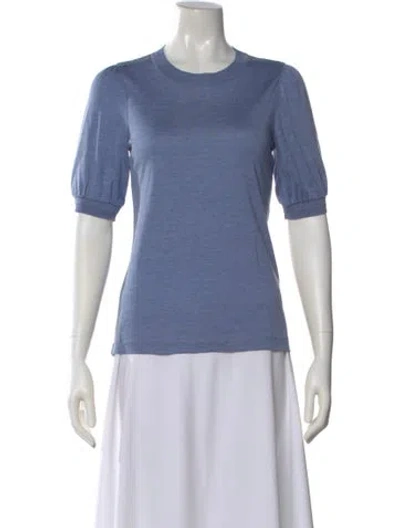 Pre-owned Maison Common Silk Crew Neck Top In Blue