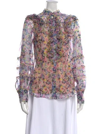 Pre-owned Maison Common Silk Floral Print Blouse In Multi