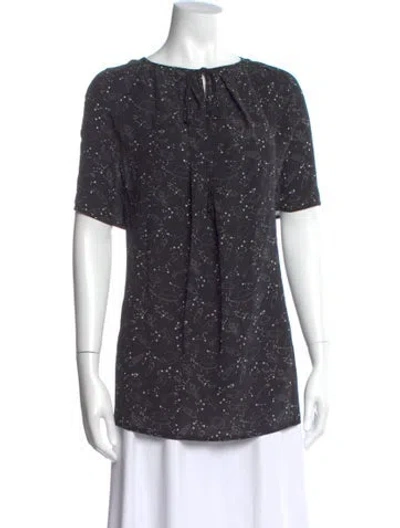 Pre-owned Maison Common Silk Graphic Print Top In Black