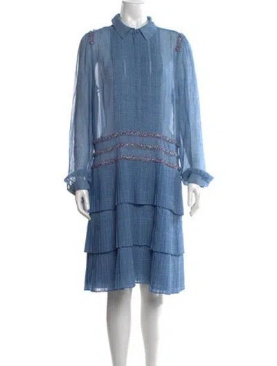 Pre-owned Maison Common Silk Knee-length Dress In Blue