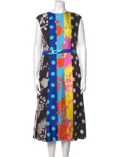 Pre-owned Maison Common Silk Long Dress In Multi