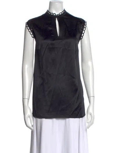 Pre-owned Maison Common Silk Mock Neck Top In Black