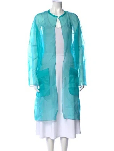 Pre-owned Maison Common Silk Open Front Top W/ Tags In Blue