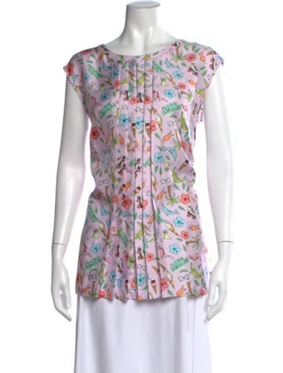 Pre-owned Maison Common Silk Patterned Top In Purple