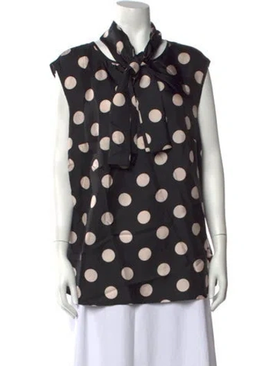 Pre-owned Maison Common Silk Polka Dot Print Blouse In Black
