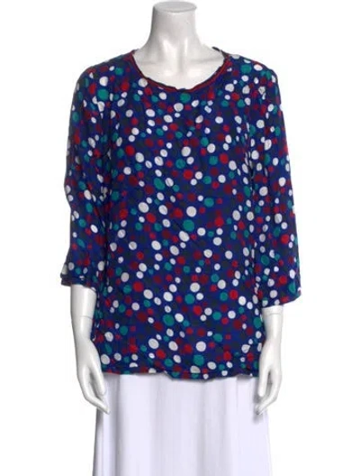 Pre-owned Maison Common Silk Polka Dot Print Blouse In Blue