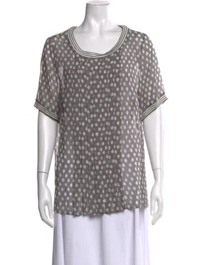 Pre-owned Maison Common Silk Polka Dot Print Top In Grey