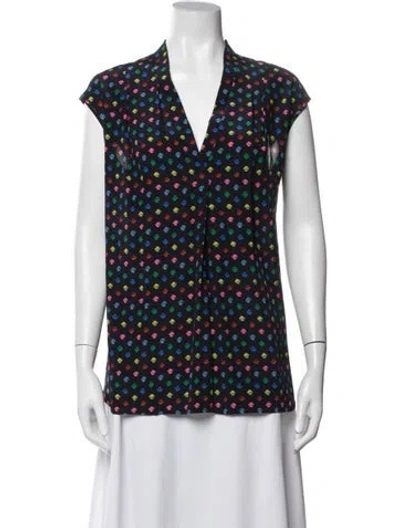 Pre-owned Maison Common Silk Polka Dot Print Top W/ Tags In Blue
