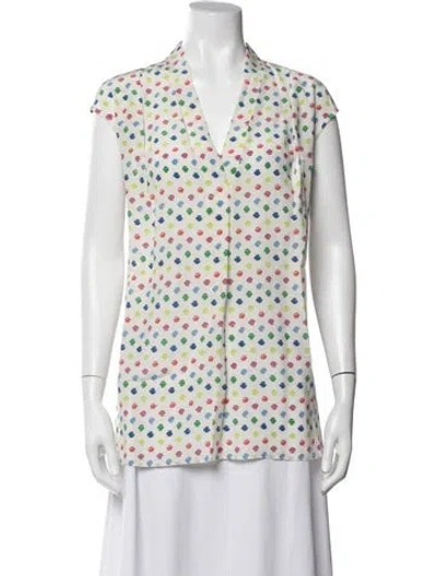 Pre-owned Maison Common Silk Polka Dot Print Top W/ Tags In White