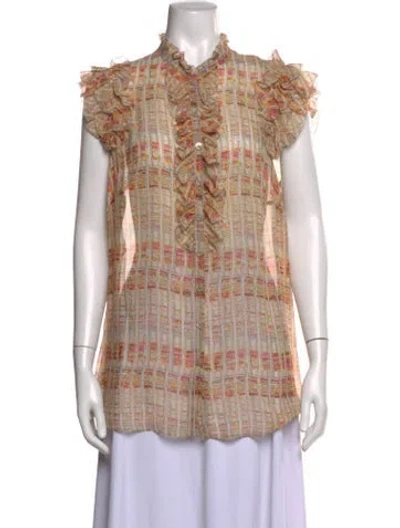 Pre-owned Maison Common Silk Printed Blouse W/ Tags In Neutrals