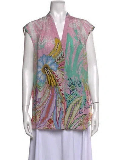 Pre-owned Maison Common Silk Printed Top W/ Tags In Pink