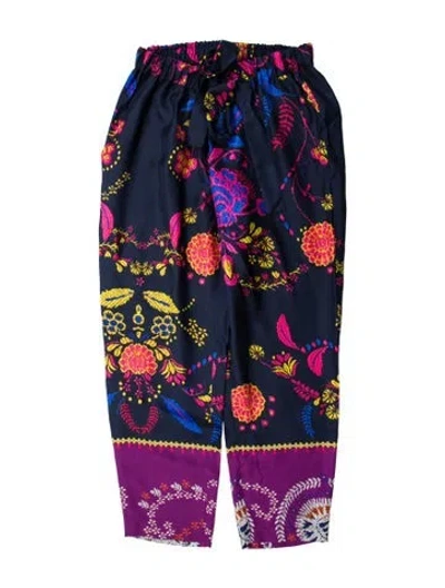 Pre-owned Maison Common Silk Straight Leg Pants In Blue