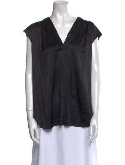 Pre-owned Maison Common Silk V-neck Blouse In Black