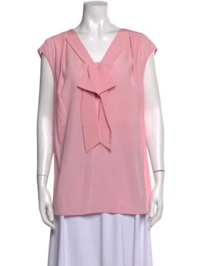 Pre-owned Maison Common Silk V-neck Blouse W/ Tags In Pink