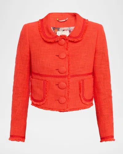 Maison Common Single-breasted Cotton-blend Short Jacket In Orange