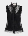 Maison Common Sleeveless Lace Blouse With Cami In Black