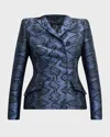 Maison Common Snake Print Double-breasted Jacket In Blue