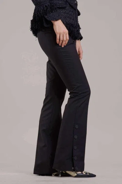 Maison Common Stretch Trousers With Button Details In Black