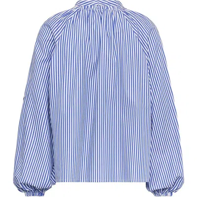 Maison Common Striped Blouse With Patches In Blue