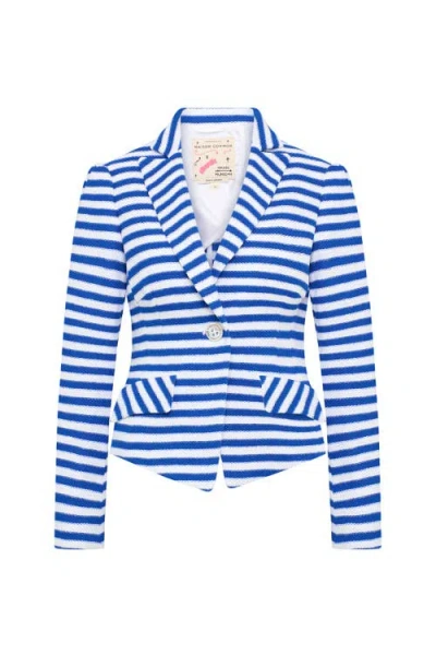 Maison Common Striped Jersey Jacket In Blue