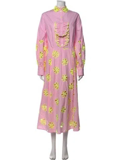 Pre-owned Maison Common Striped Midi Length Dress W/ Tags In Pink